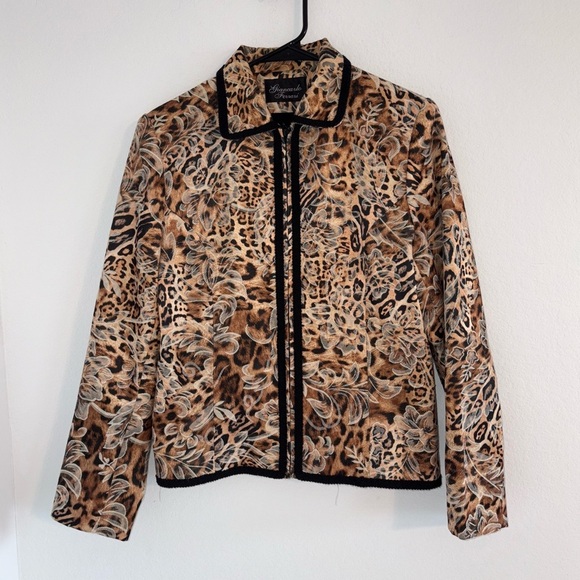 Vintage Giancarlo Ferrari Jungle Print Blazer Zip Up Jacket size 6 - Picture 5 of 16